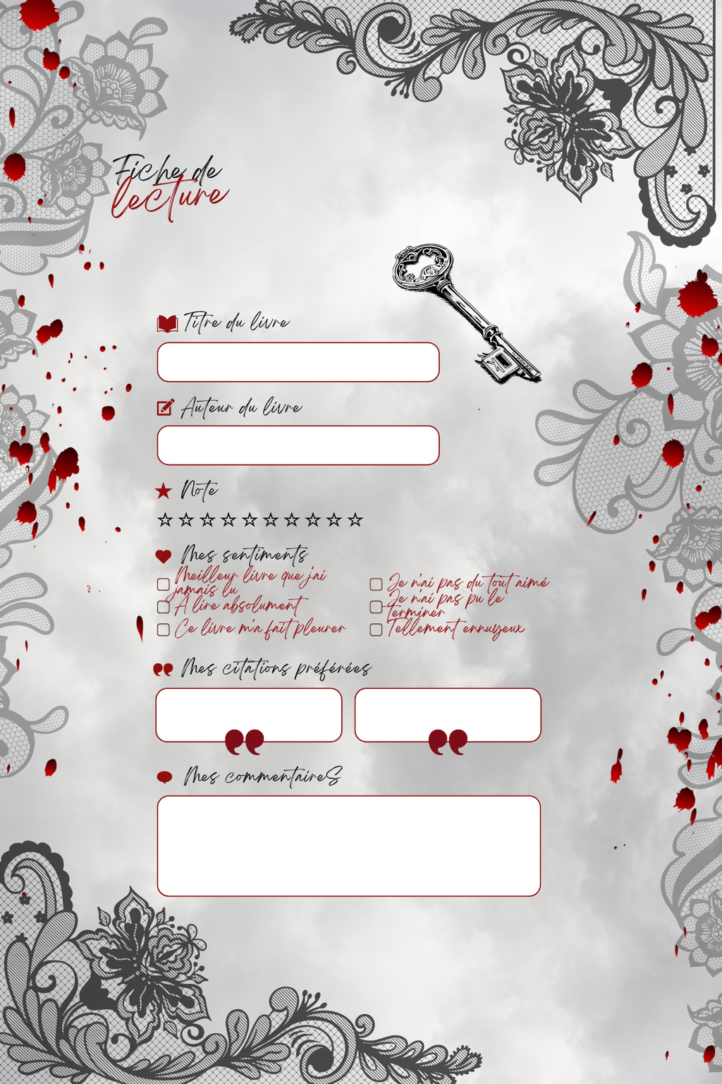 Carnet de lecture Dark Romance (exp sous 2 à 3 semaine)