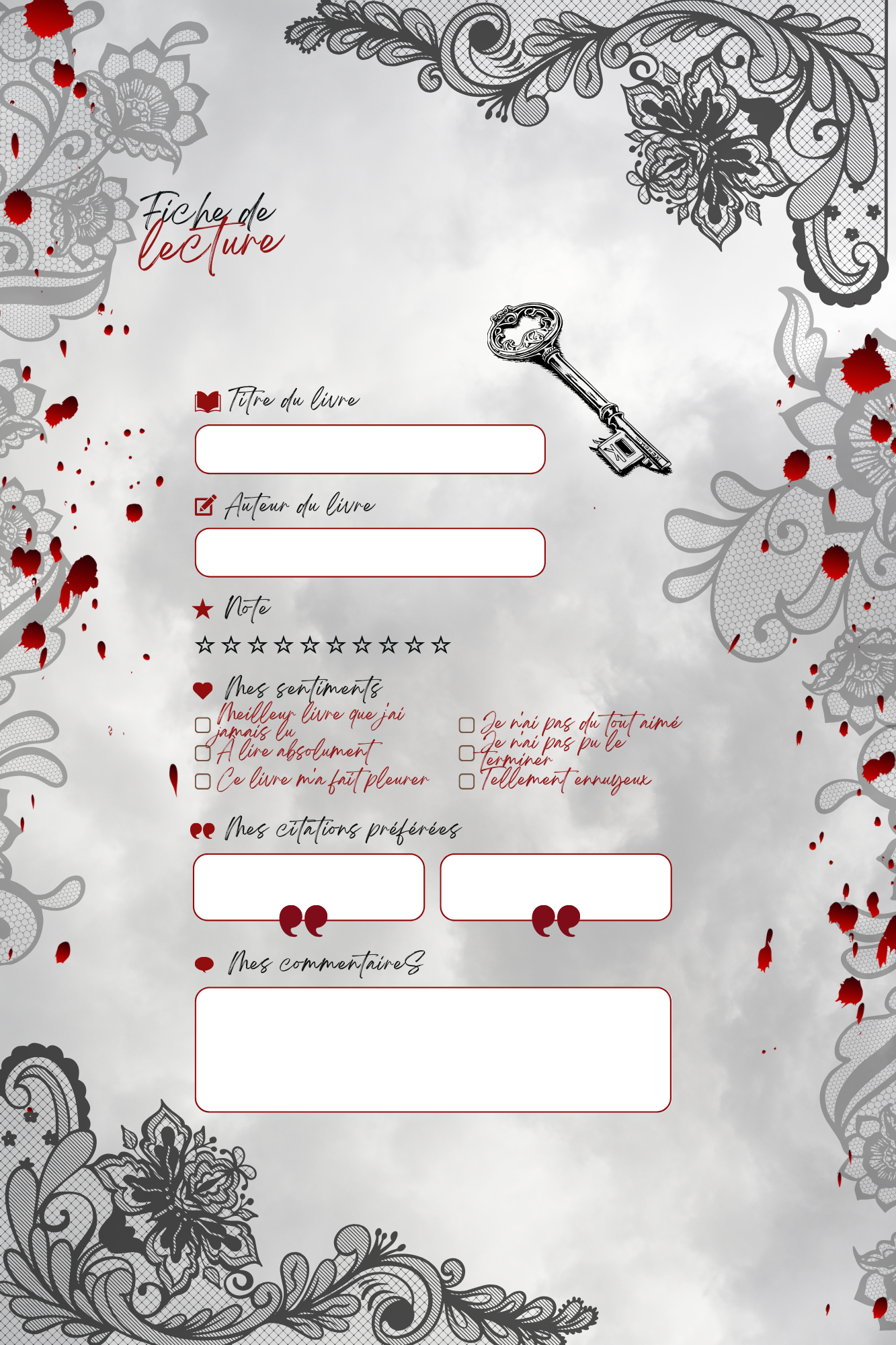 Carnet de lecture Dark Romance (exp sous 2 à 3 semaine)